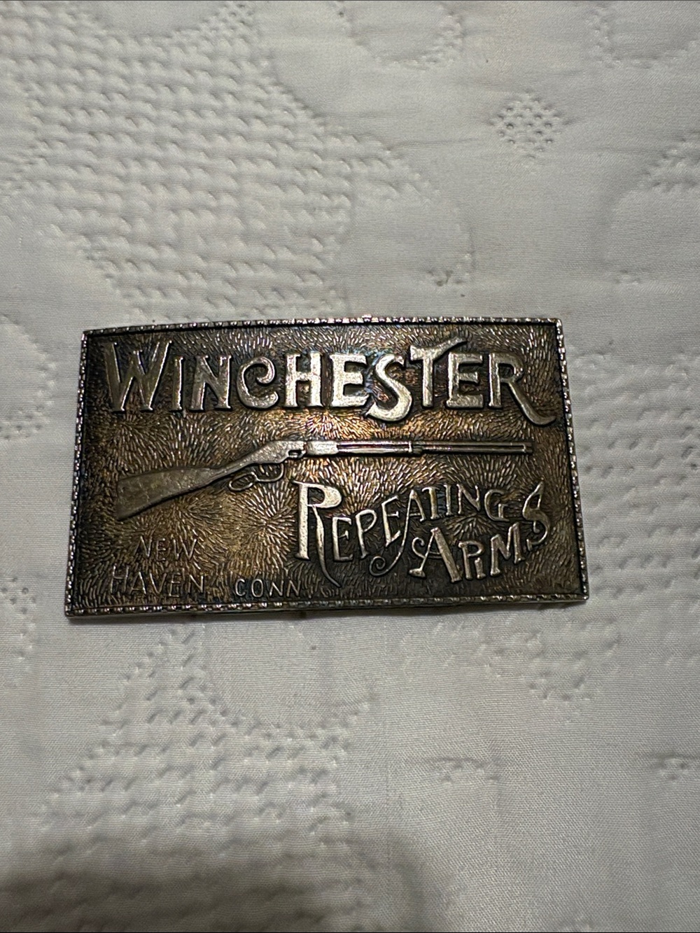 Winchester Repeating Arms Vintage Metal Belt Buckle - Brass Tone